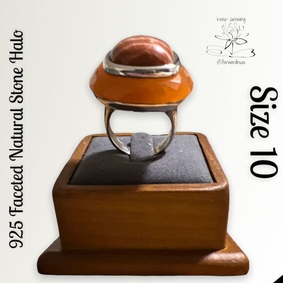 925 Orange Natural Stone Ring Size 10 by Whitney Kelly - Picture 9 of 11